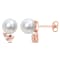 8-9MM South Sea Cultured Pearl and 4/5 CT TGW Morganite Stud Earrings in
Rose Plated Sterling Silver