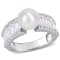 8-8.5MM Freshwater Cultured Pearl and 2 2/5 CT TGW Created White
Sapphire Ring in Sterling Silver