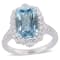 5 7/8 CT TGW Sky Blue and White Topaz Halo Cocktail Ring in Sterling Silver