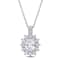 4 CT TGW Created White Sapphire and Diamond Accent Floral Halo Pendant
with Chain in Sterling Silver
