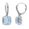 8 1/2 CT TGW Blue Topaz and 1/5 CT TW Diamond Halo Earrings in Sterling Silver