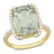 6 7/8 CT TGW Green Quartz and White Topaz Semi Halo Ring in Yellow
Plated Sterling Silver