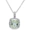 4 CT TGW Green Quartz and 1/10 CT TW Diamond Halo Pendant with Chain in
Sterling Silver