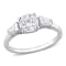 1 1/5 CT TGW Created Moissanite 3-Stone Ring in Sterling Silver