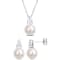 8.5-9MM Freshwater Cultured Pearl and Created Sapphire Earrings &
Necklace Set in Sterling Silver
