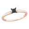1/4 ct Black Diamond Solitaire Engagement Ring in 14K Rose Gold