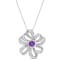 2 CT TGW African Amethyst and White Topaz Flower Pendant with Chain in
Sterling Silver