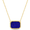 5 CT TGW Lapis Necklace with Beaded Halo in Yellow Plated Sterling Silver