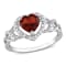 1 3/8 CT TGW Garnet and 1/10 CT TW Diamond Heart Ring in Sterling Silver