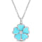1/10 CT TGW White Topaz with Light Blue Enamel Flower Pendant with Chain
in Sterling Silver