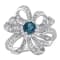 1 CT TGW London Blue and White Topaz Flower Cocktail Ring in Sterling Silver