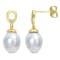 8-9MM South Sea Cultured Pearl and White Topaz Earrings in 14K Yellow
Gold Over Sterling Silver