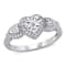1/3 CT TW Diamond Triple Heart Halo Ring in Sterling Silver