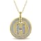 Diamond Accent H-Initial Circle Halo Pendant with Chain in 18K Yellow
Gold Over Sterling Silver