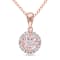 4/5 CT TGW Morganite and 1/10 CT TW Diamond Halo Necklace in Rose Plated
Sterling Silver