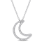 1/5 CT TDW Diamond Moon Pendant with Chain in Sterling Silver