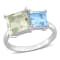 3 3/4 CT TGW Green Quartz and Sky Blue Topaz Ring in Sterling Silver