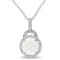 2 1/6 CT TGW Opal and White Topaz Halo Pendant With Chain in Sterling Silver