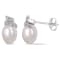 6.5-7MM Freshwater Cultured Pearl and Diamond Accent Spiral Stud
Earrings in 14K White Gold