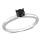 1/2 ct Black Diamond Solitaire Engagement Ring in 10K White Gold