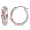 Diamond Accent Twist Hoop Earrings in 2-Tone Rose Gold and White
Sterling Silver