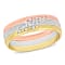 Men's 6mm Cubic Zirconia Matte Three Row Wedding Band in 14K 3-Tone Gold