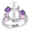 6.5-8MM Freshwater Cultured Pearl & 1 3/8 CT TGW Multi Gem Ring in
Sterling Silver