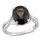 3 3/4 CTW Smokey Quartz and Diamond Accent Ring in Sterling Silver