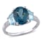 4 1/2 CT TGW London Blue and Sky Blue Topaz with Diamond Accent 3-Stone
Ring in Sterling Silver