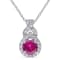 1 4/5 CT TGW  Created White Sapphire and Created Ruby Halo Pendant with
Chain in Sterling Silver