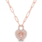 1 5/8 CT TGW Morganite and White Topaz Halo Heart Pendant in 18k Rose
Gold Plated Sterling Silver