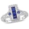 1 1/8 CT TGW Created Blue and White Sapphire Ring in Sterling Silver