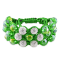 Shambhala Bracelet on Green Silk Cord with Green and White Cubic
Zirconia Beads