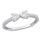 3/5 CT DEW Created Moissanite Duo Heart Ring in Sterling Silver