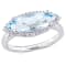 2 7/8 CT TGW Sky Blue and White Topaz Halo Ring in Sterling Silver
