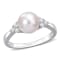 8-8.5MM Freshwater Cultured Pearl and 1/4 CT TGW White Topaz Ring in
Sterling Silver