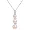 6-8.5MM Freshwater Cultured Pearl and Diamond Drop Pendant with Chain in
Sterling Silver