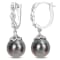 8-9MM Black Tahitian Cultured Pearl and Diamond Accent Infinity Huggie
Earrings in Sterling Silver