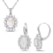 2-Pcs Set of 5 7/8 CT TGW Opal and Diamond Halo Leverback Earrings and
Pendant in Sterling Silver