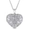 Diamond Accent Embossed Vintage Filigree Heart Locket Pendant with Chain
in Sterling Silver