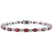 9 7/8 CT TGW Garnet and Diamond Accent Bracelet in Sterling Silver