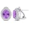 5 2/5 CT TGW Amethyst And White Topaz Double Halo Earrings in Sterling Silver