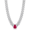 1 1/7 CT TGW Pear Created Ruby Curb Link Chain Necklace in Sterling Silver