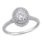 1 CT DEW Created Moissanite and 1/3 CT TW Diamond Double Halo Engagement
Ring in 14K White Gold