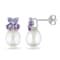 8-8.5MM White Cultured Pearl, Diamond, Tanzanite and Amethyst Stud
Earrings in Sterling Silver