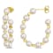 4.5-5MM Cultured Pearl and White Topaz Hoop Earrings in 14K Yellow Gold
Over Sterling Silver