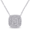1/2 CT TW Diamond Layered Halo Pendant with Chain in Sterling Silver