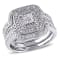 3/8 CT TW Round and Princess Cut Diamond Quad Halo Bridal Set in
Sterling Silver