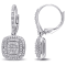 1/2 CT TW Diamond Layered Halo Leverback Earrings in Sterling Silver