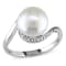 9.5-10MM Freshwater Cultured Pearl and 1/10 CT TW Diamond Curlicue Ring
in Sterling Silver